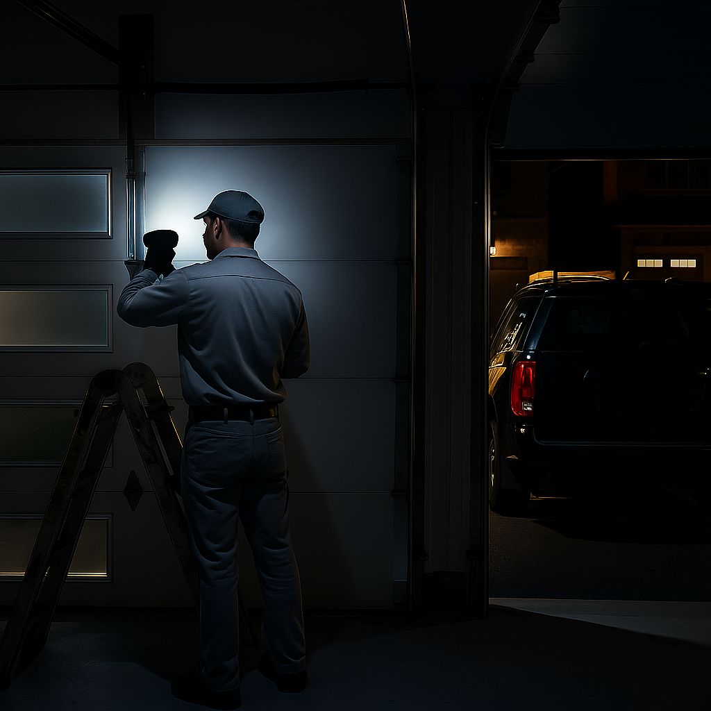 Emergency garage door services performed by trained technician